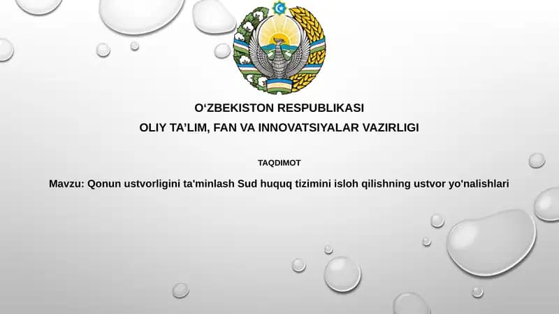 Qonun ustuvorligi va sud-huquq islohotlari