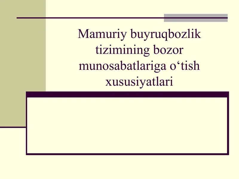 Bozor iqtisodiyotining asosiy tamoyillari