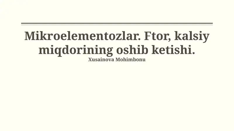 Mikroelementozlar: Ta'rif va Ahamiyati