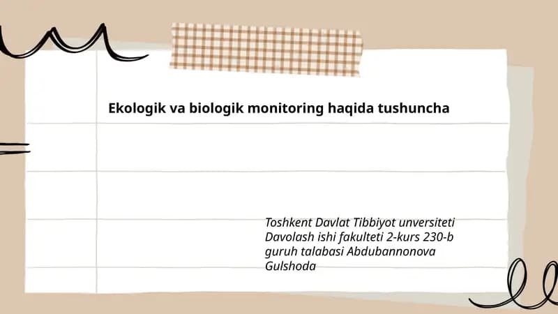 Ekologik va biologik monitoring haqida tushuncha