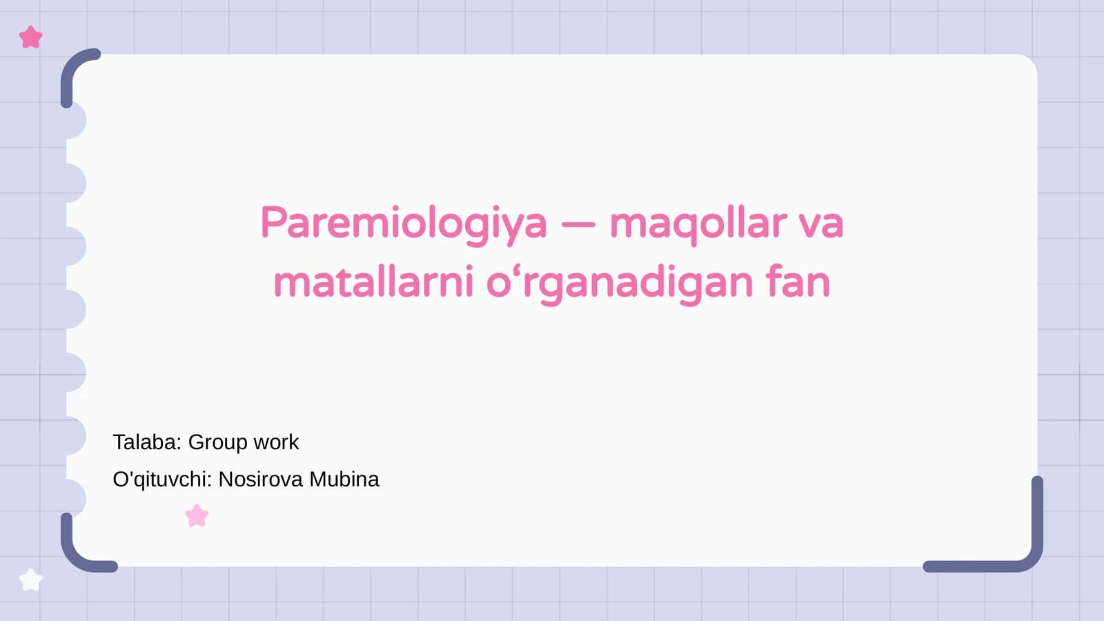 Paremiologiya — maqollar va matallarni o‘rganadigan fan