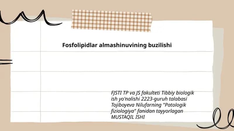 Fosfolipidlar almashinuvining buzilishi
