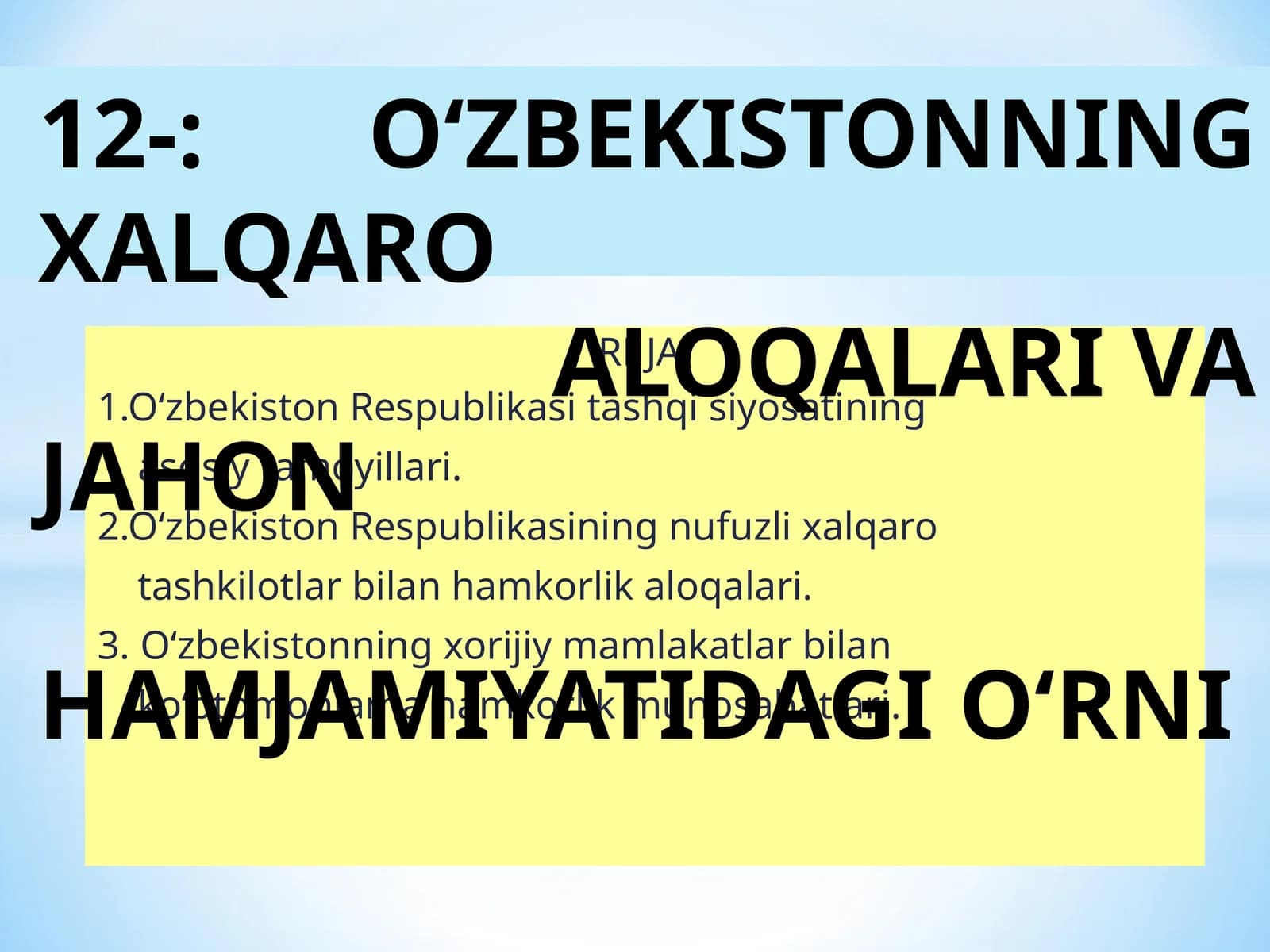 О‘ЗБЕКИСТОН РЕСПУБЛИКАСИНИНГ КОНСТИТУЦИЯСИ