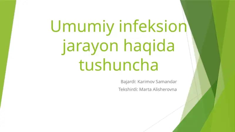 Umumiy infeksion jarayon haqida tushuncha