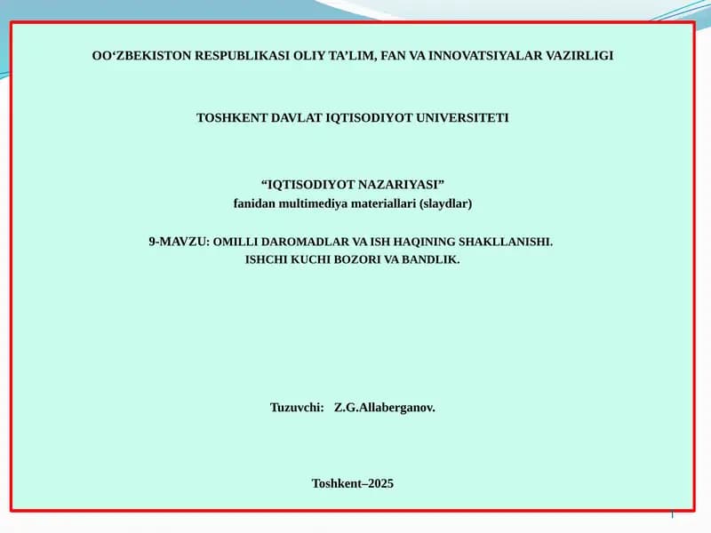 IQTISODIYOT NAZARIYASI