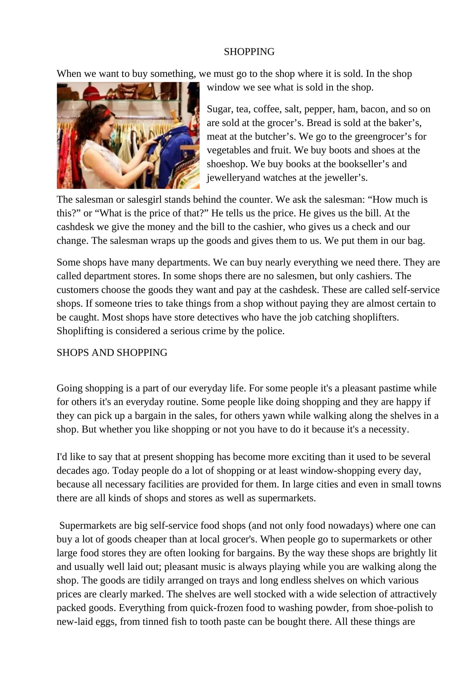 Shops and Shopping