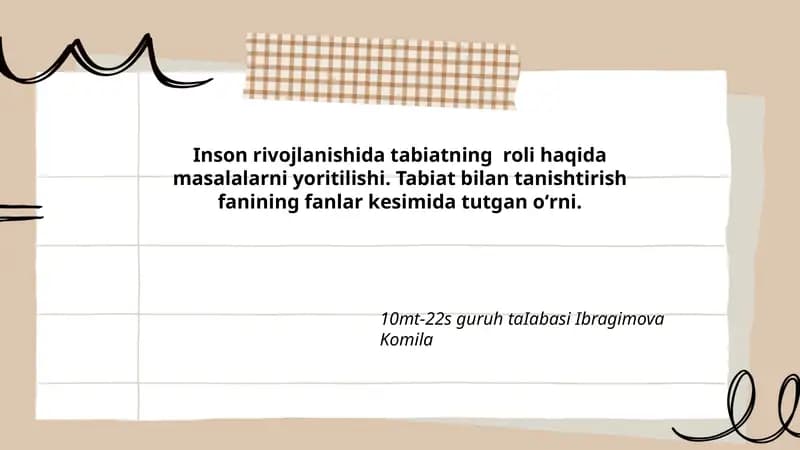 Tabiat bilan tanishtirish fanining fanlari