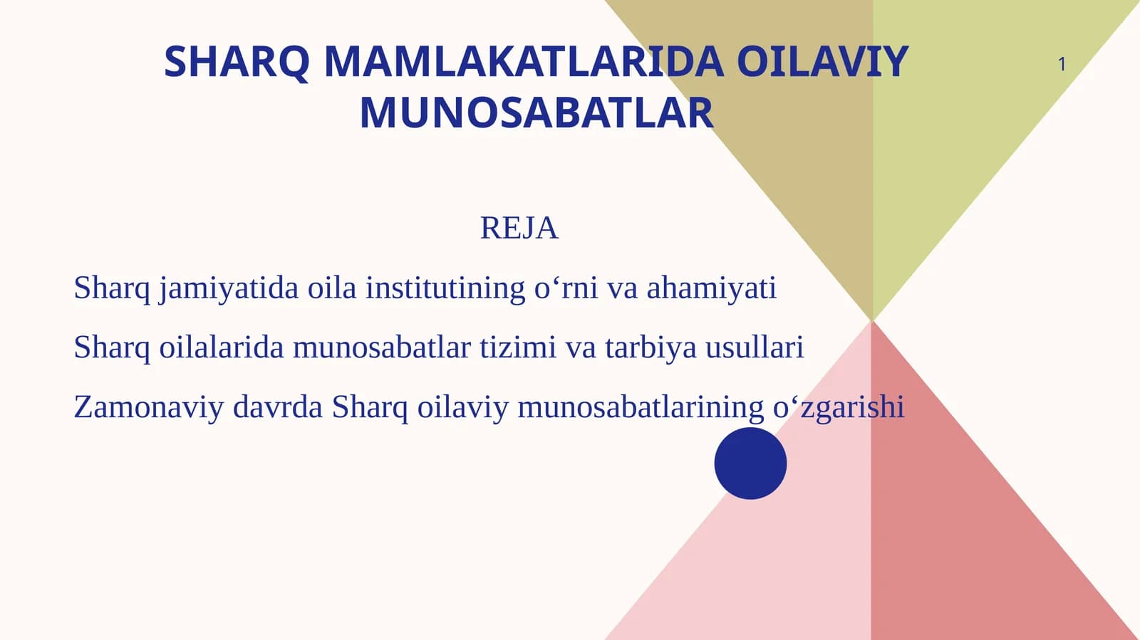 Sharq mamlakatlarida oilaviy munosabatlar