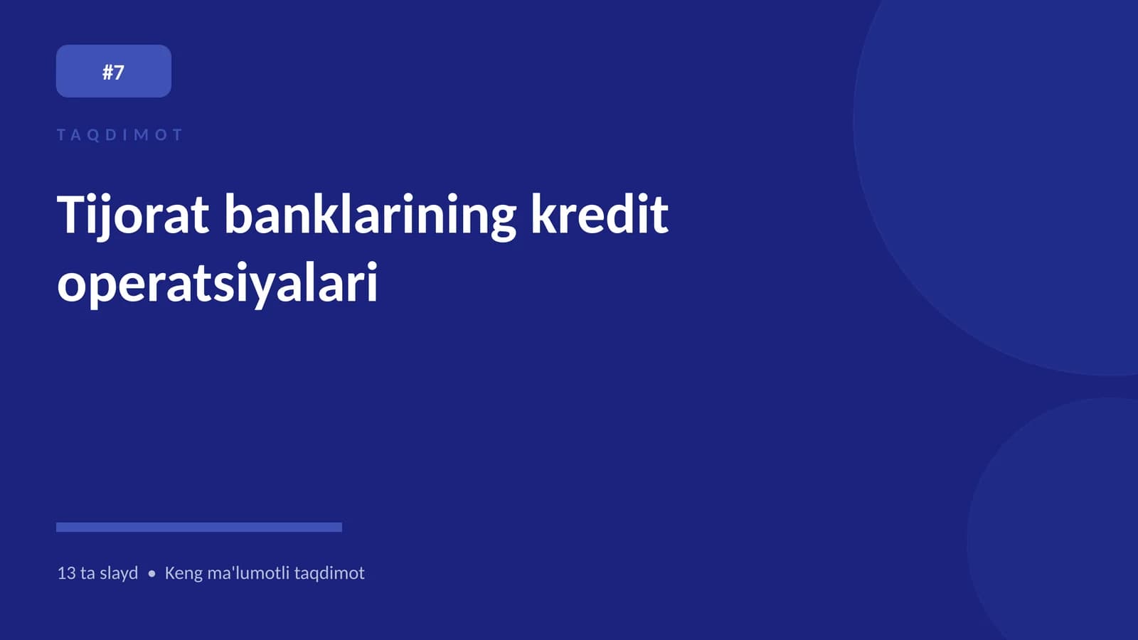 Tijorat banklarining kredit operatsiyalari