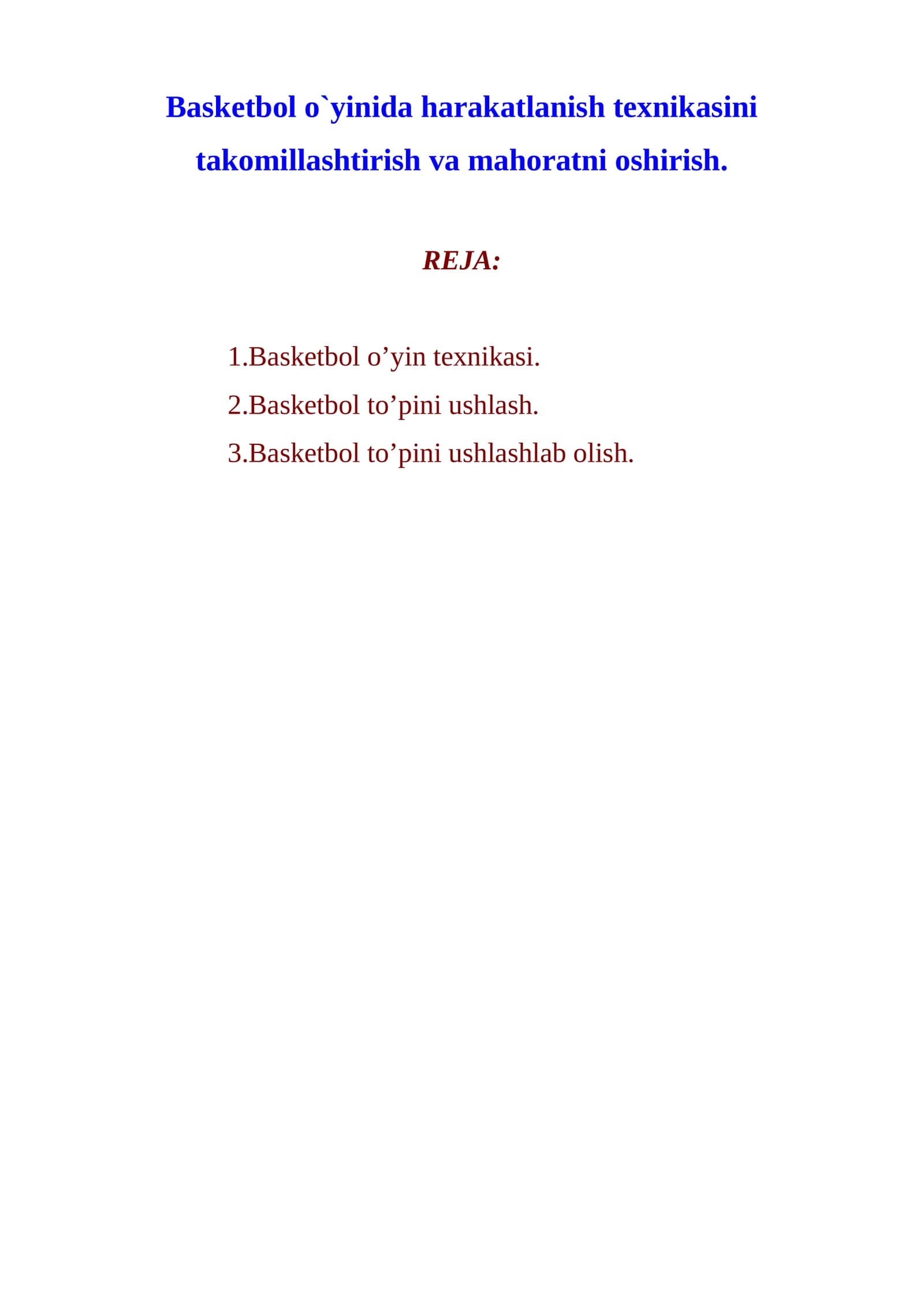 Basketbol o’yin texnikasi