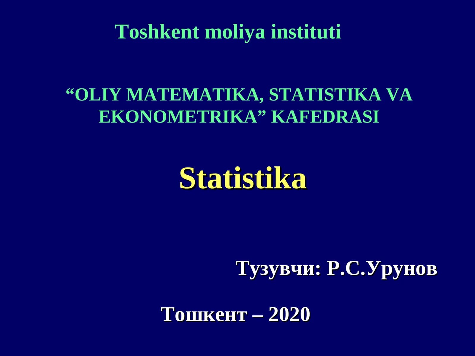 STATISTIK MA’LUMOTLARNI JADVAL VA GRAFIKLARDA TASVIRLASH