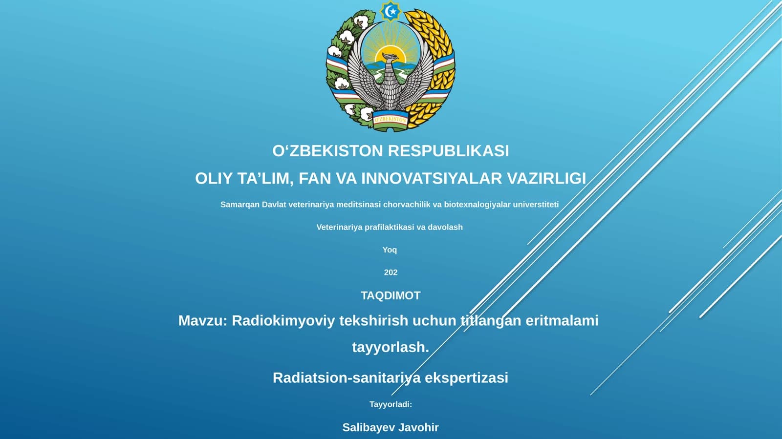 Radiokimyoviy tekshirish uchun titlangan eritmalami tayyorlash