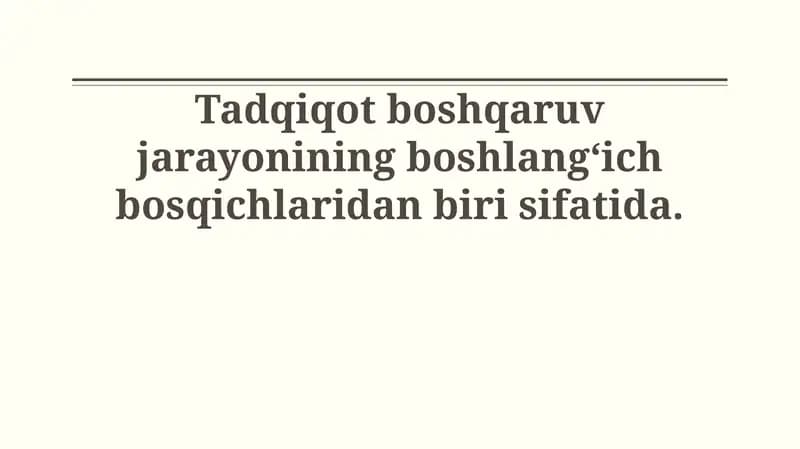 Tadqiqot boshqaruv jarayoni