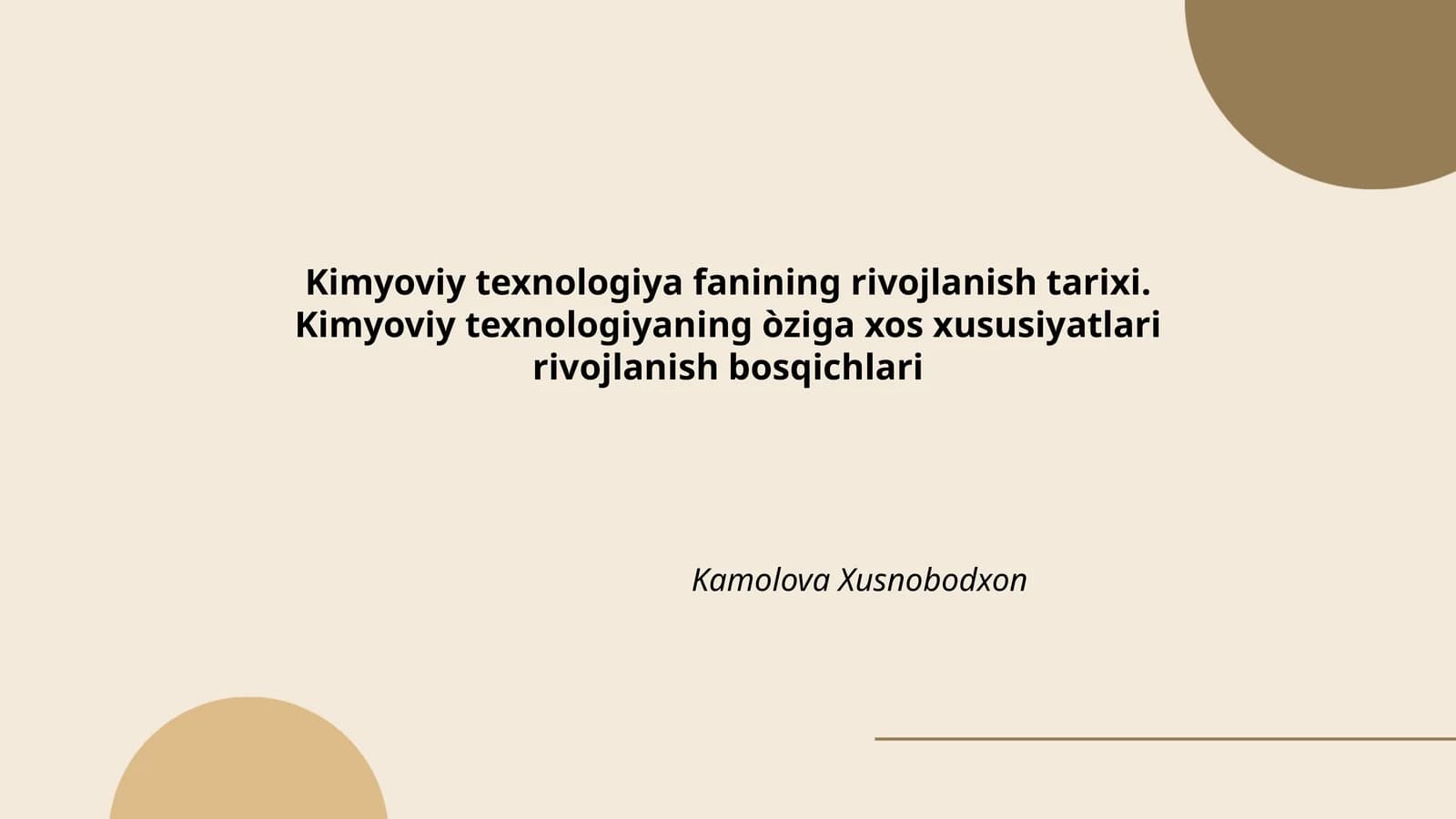 Kimyoviy texnologiya fanining rivojlanish tarixi