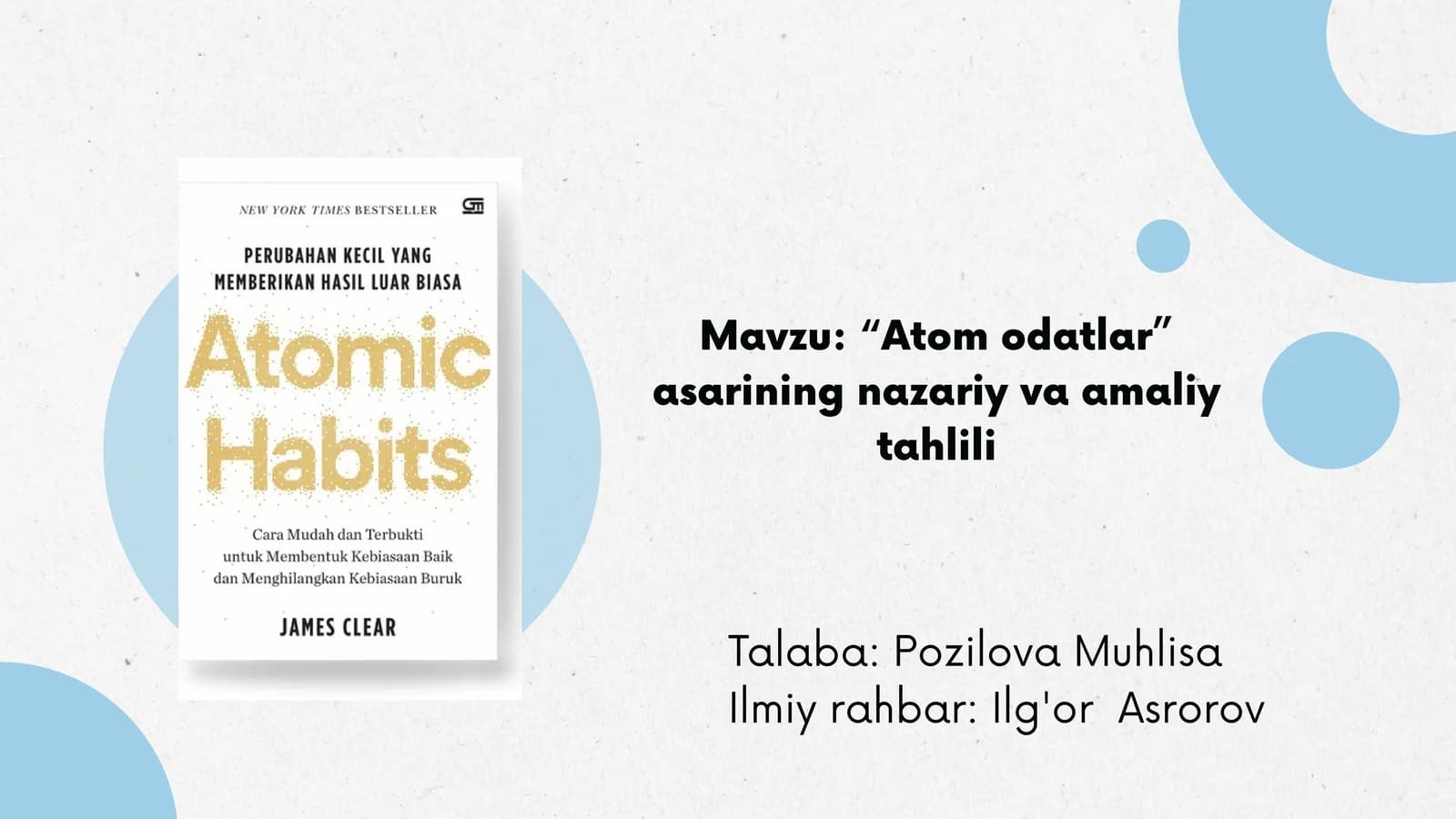 “Atom Odatlar” asarining nazariy va amaliy tahlili