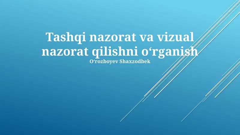 Vizual Boshqaruvning Xususiyatlari