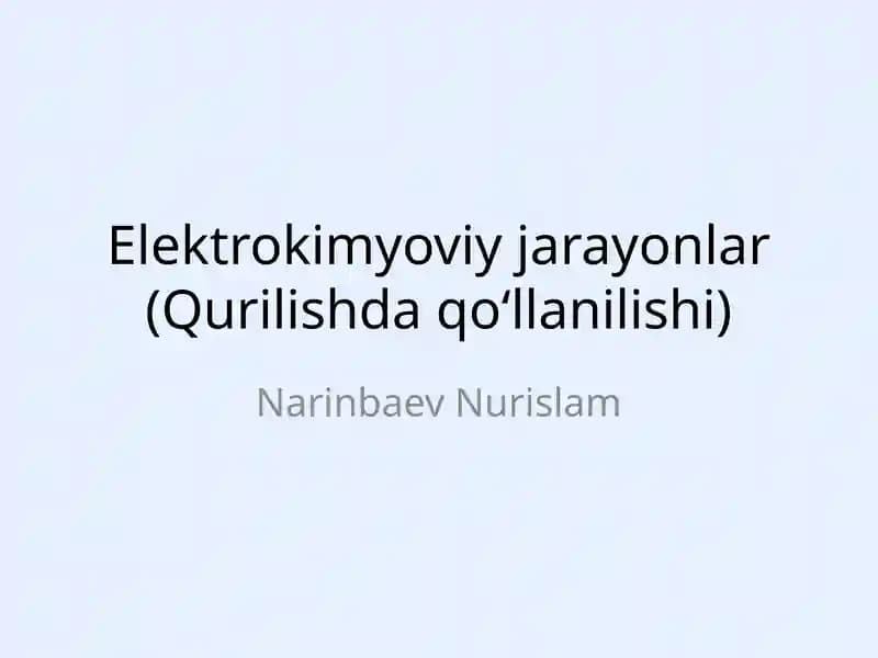 Elektrokimyoviy jarayonlar