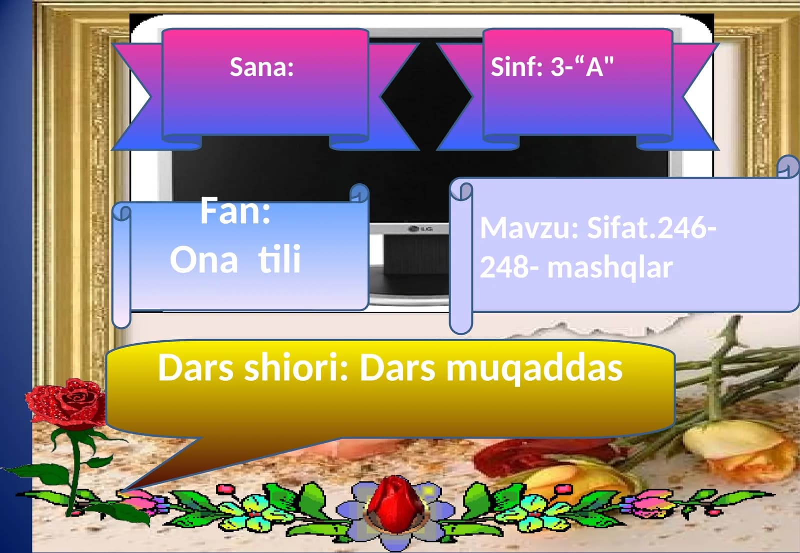 Sifat mavzusiga oid mashlar bajarish mavzusida taqdimot ishi