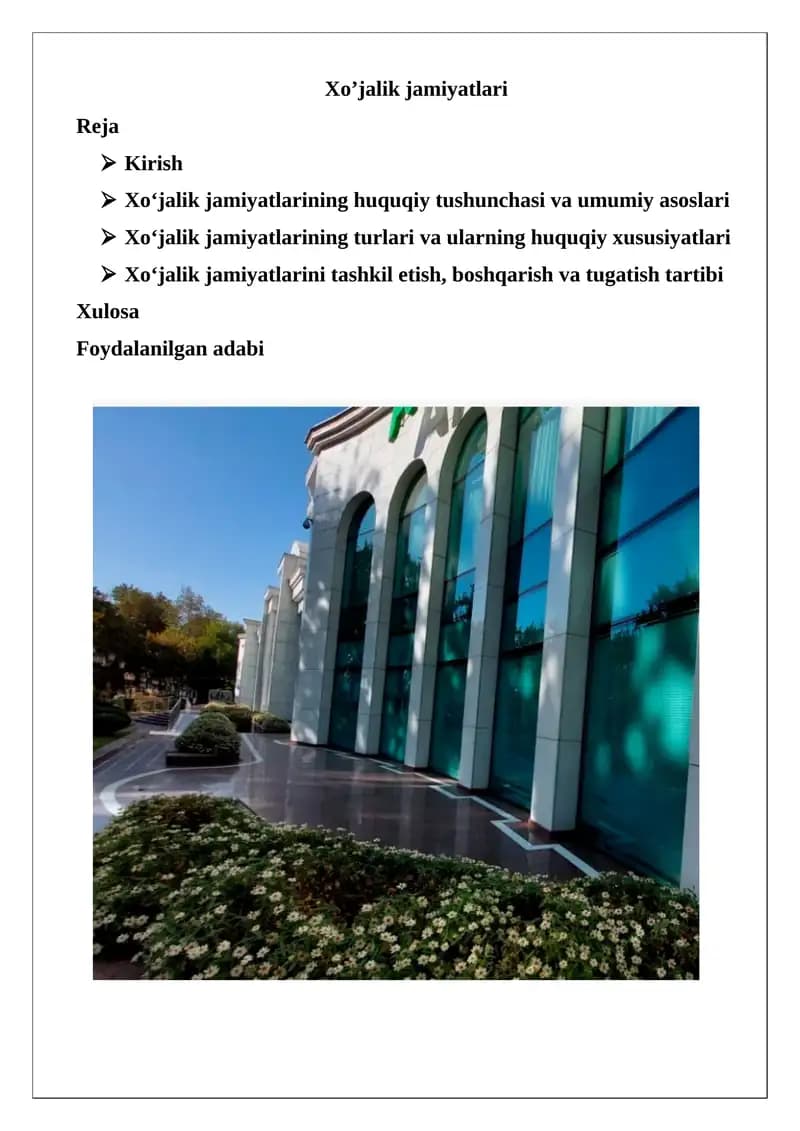 Xo’jalik jamiyatlari