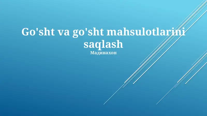 Go'sht va go'sht mahsulotlarini saqlash