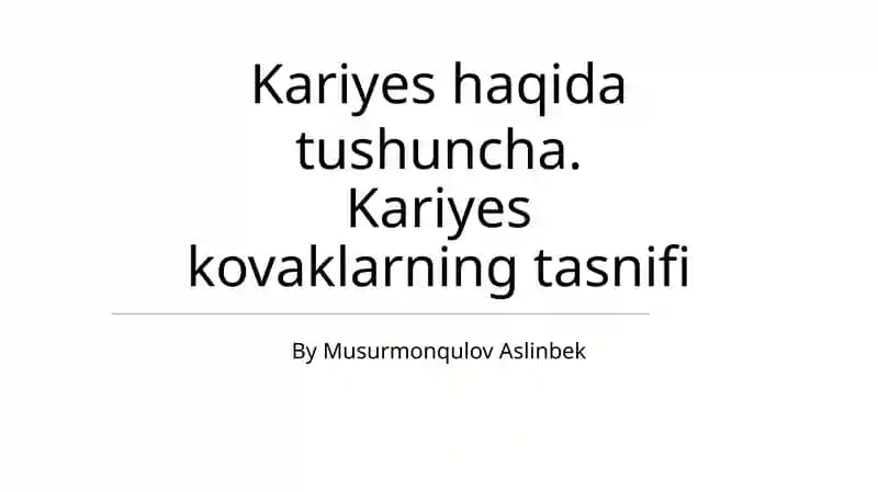 Karies kovaklarning tasnifi
