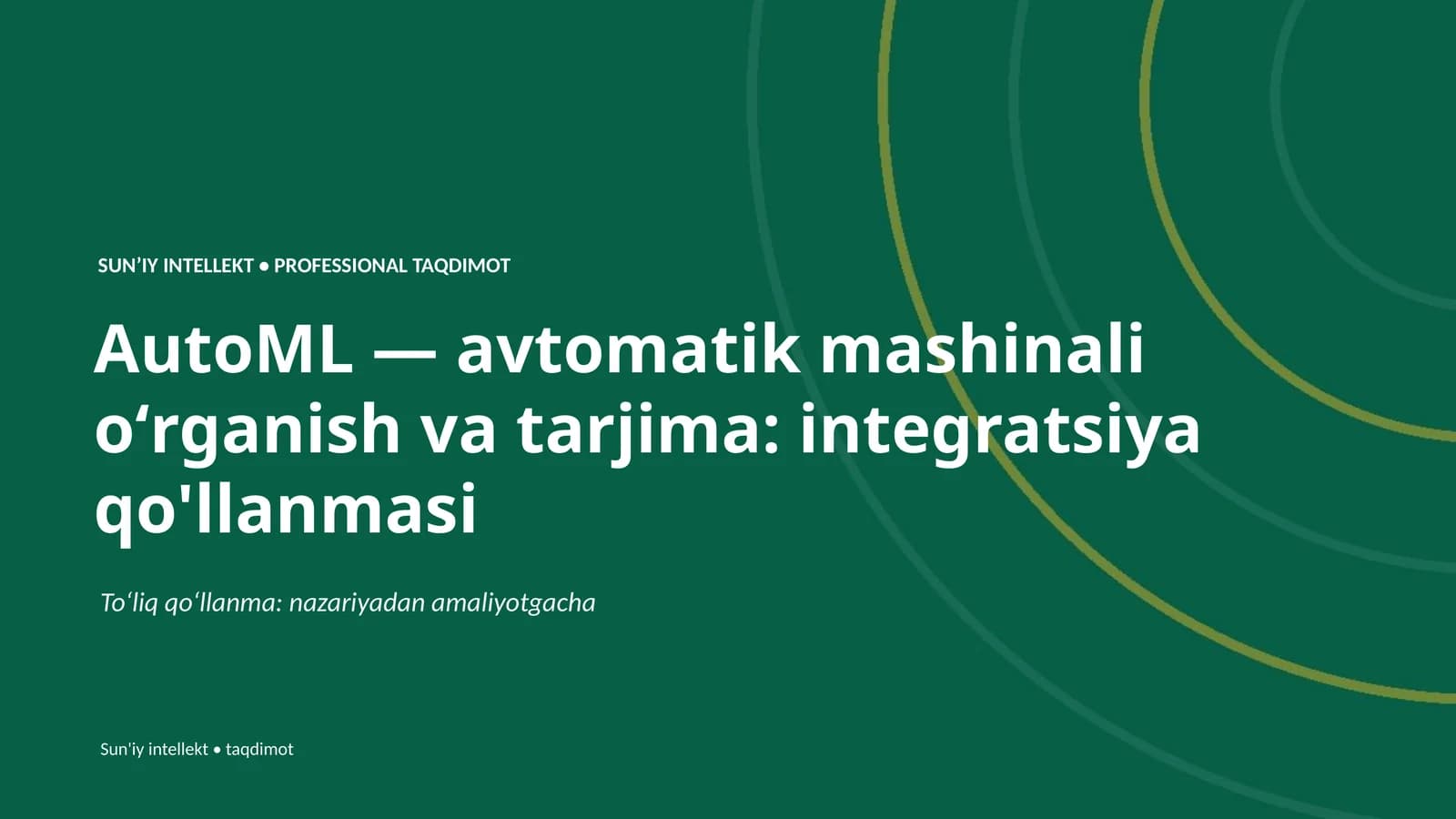 AutoML — avtomatik mashinali oʻrganish va tarjima: integratsiya qo'llanmasi