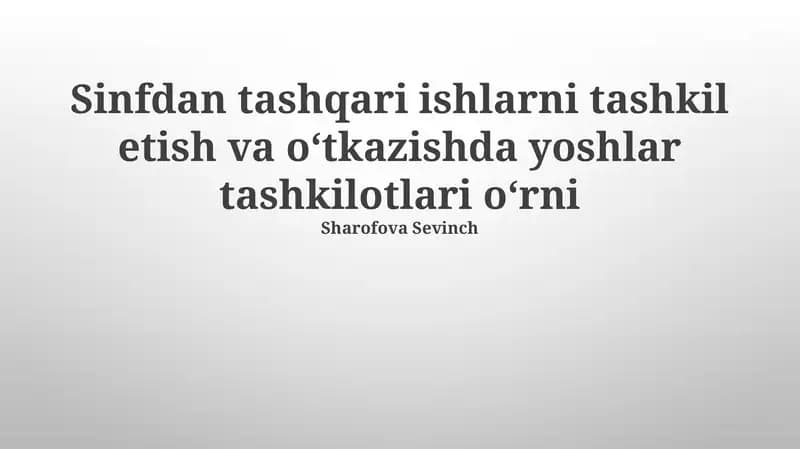 Qo'shimcha mashg'ulotlarni o'tkazish jarayonida yoshlar tashkilotlarining ishtiroki