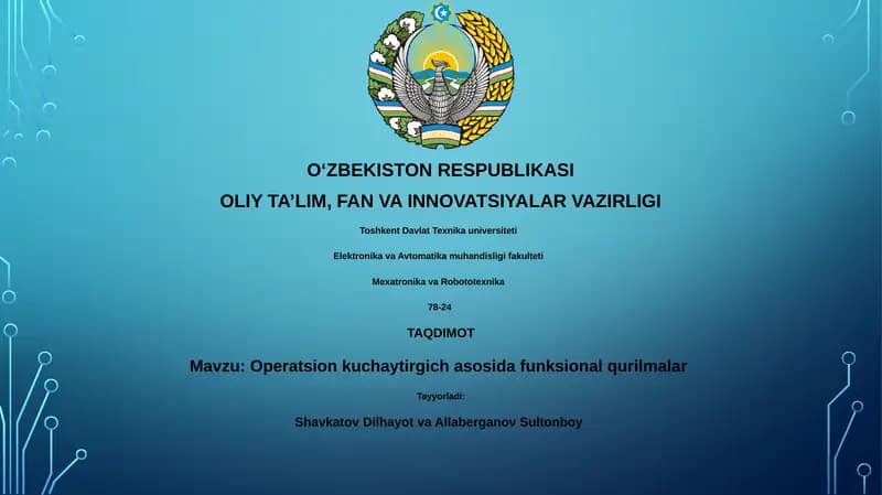 Operatsion kuchaytirgich asosida funksional qurilmalar