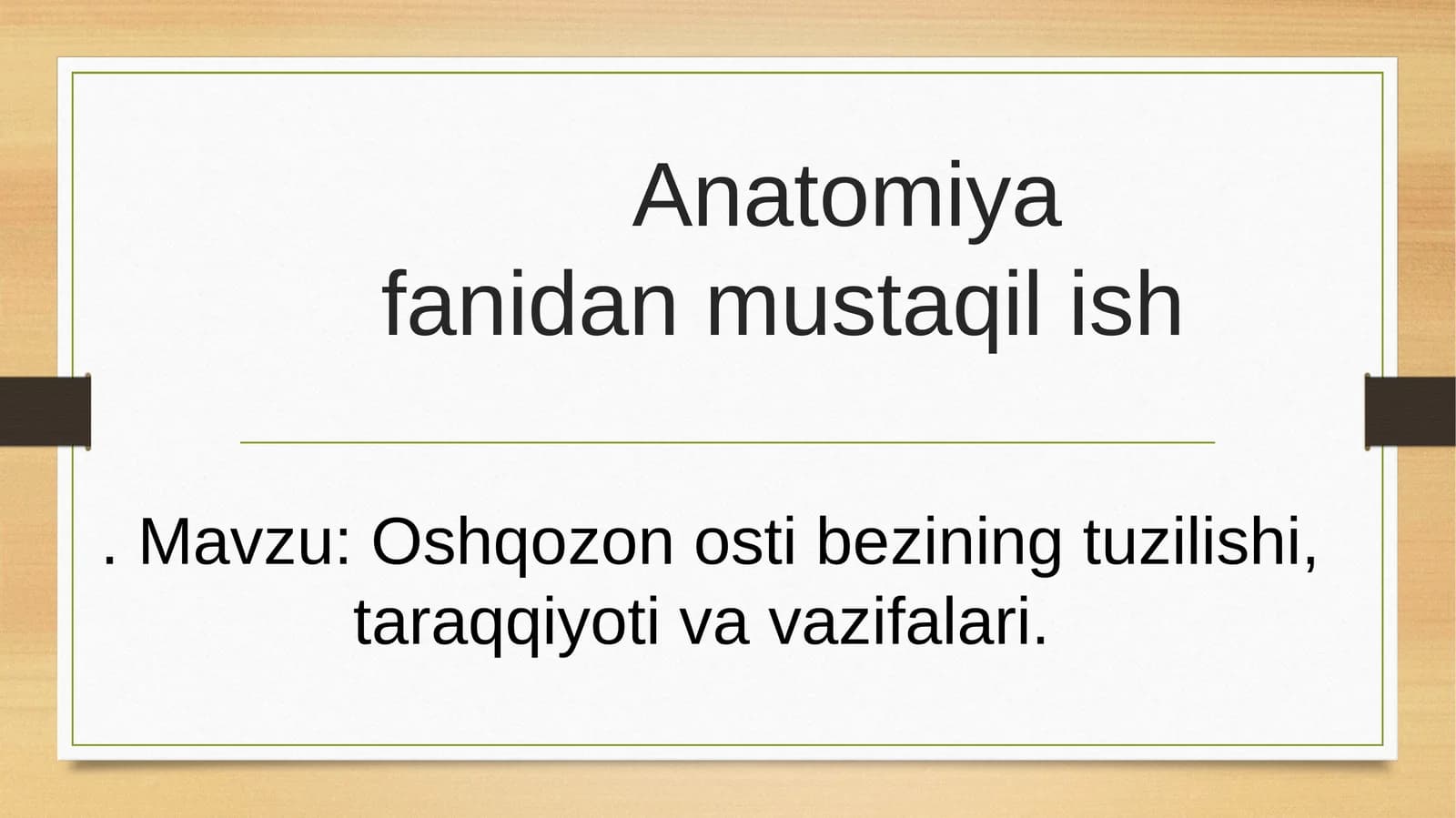 Oshqozon osti bezining tuzilishi, taraqqiyoti va vazifalari/anatomiya