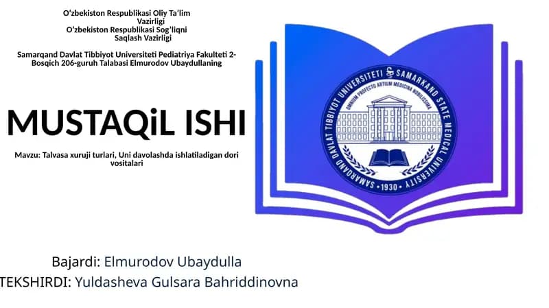 Talvasa xuruji turlari va davolash usullari