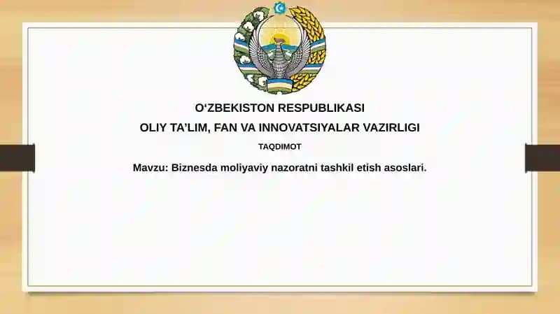 Biznesda moliyaviy nazoratni tashkil etish asoslari