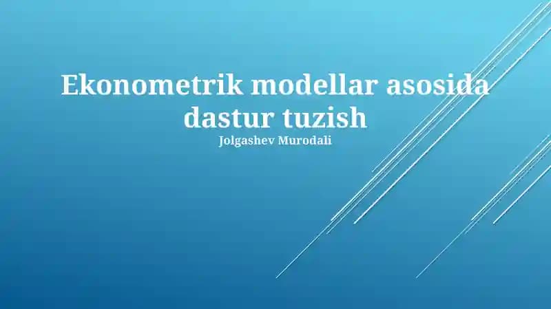 Ekonometrik modellar asosida dastur tuzish