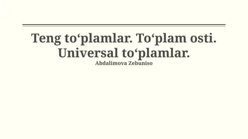 Umumiy to'plamlar