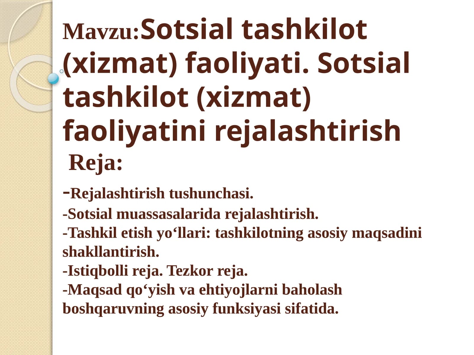 Sotsial tashkilot (xizmat) faoliyati