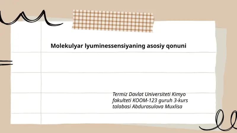 Molekulyar lyuminessensiyaning asosiy qonuni