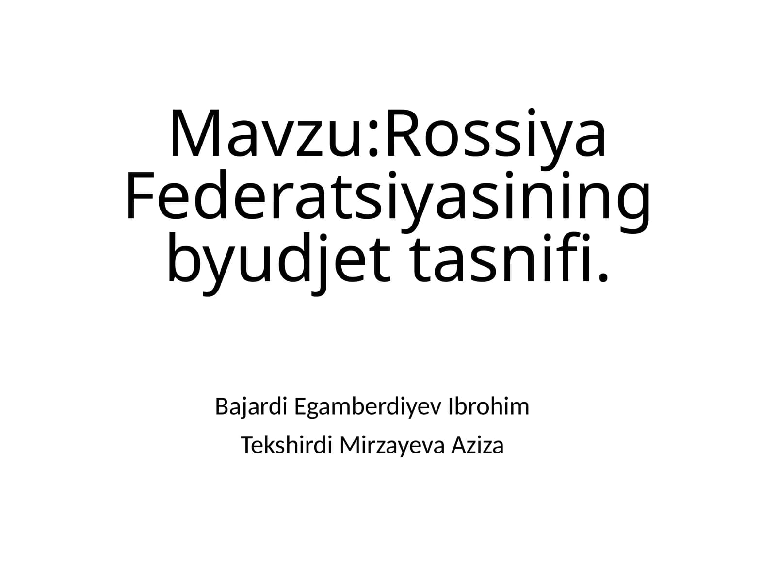 Rossiya Federatsiyasining byudjet tasnifi