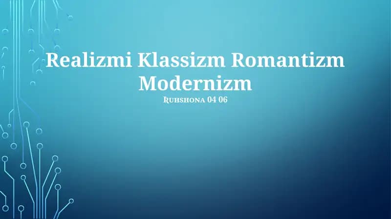 Realizm Klassizm Romantizm Modernizm