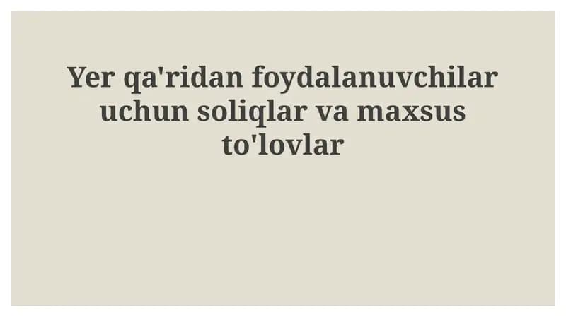 Yer qa'ridan foydalanish uchun soliqlar va maxsus to'lovlar