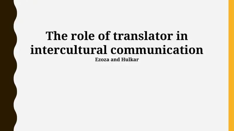 The role of translator in intercultural communication