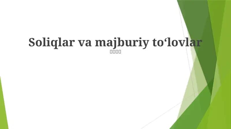 Soliqlar va majburiy to'lovlar