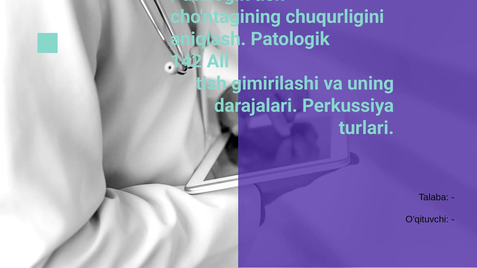 Patologik tish cho'ntagining chuqurligini aniqlash