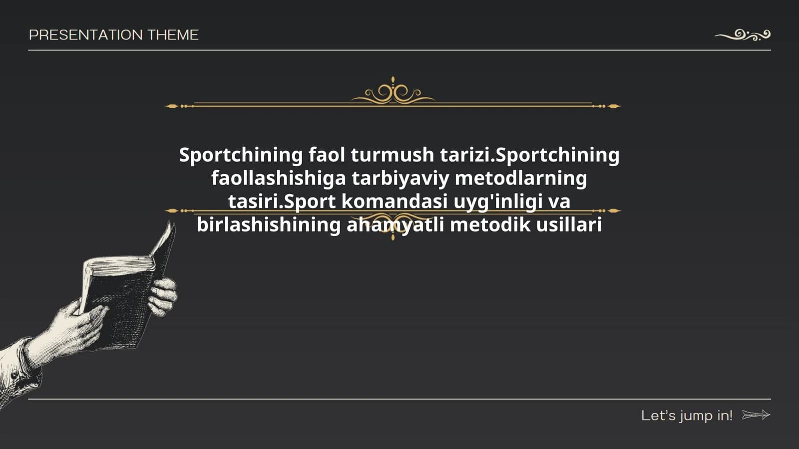 Sportchining faol turmush tarizi