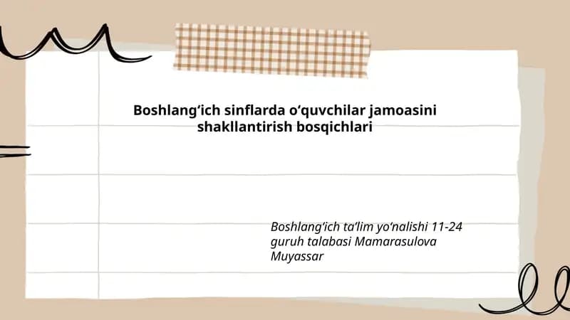 Boshlangʻich sinflarda oʻquvchilar jamoasini shakllantirish bosqichlari