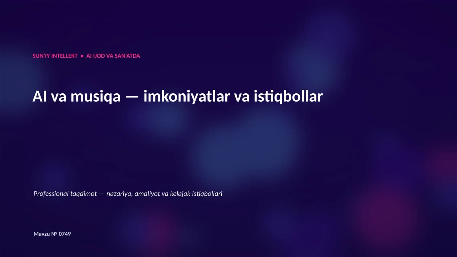 SUN'IY INTELLEKT • AI IJOD VA SAN'ATDA