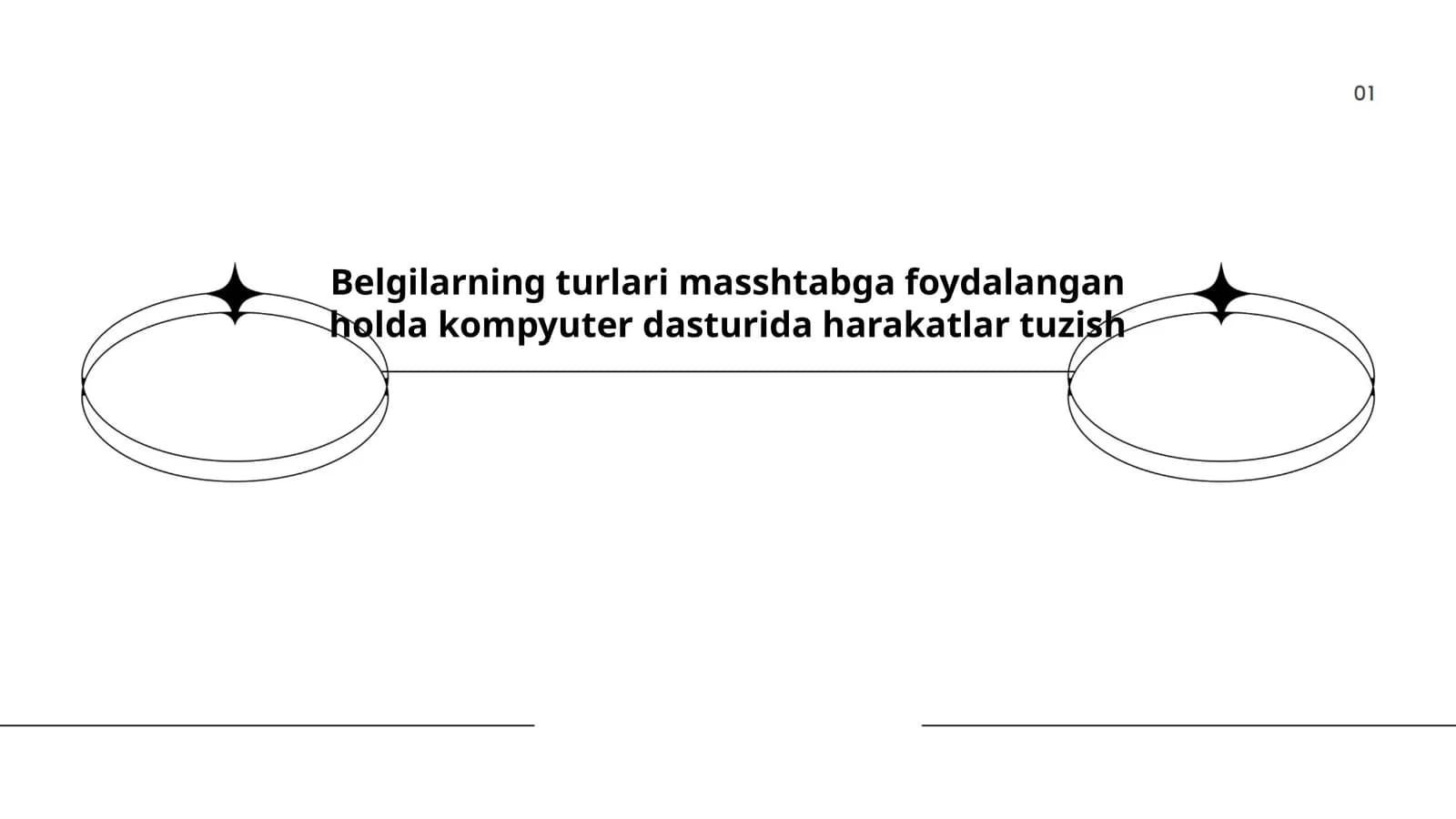 Belgilarning turlari masshtabga foydalangan holda kompyuter dasturida harakatlar tuzish
