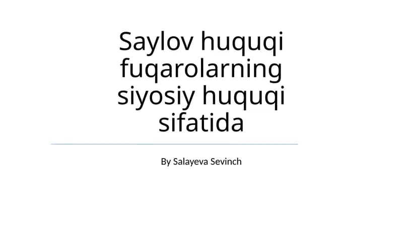 Ovoz Berish Huquqini Amalga Oshirish va Himoya Qilish