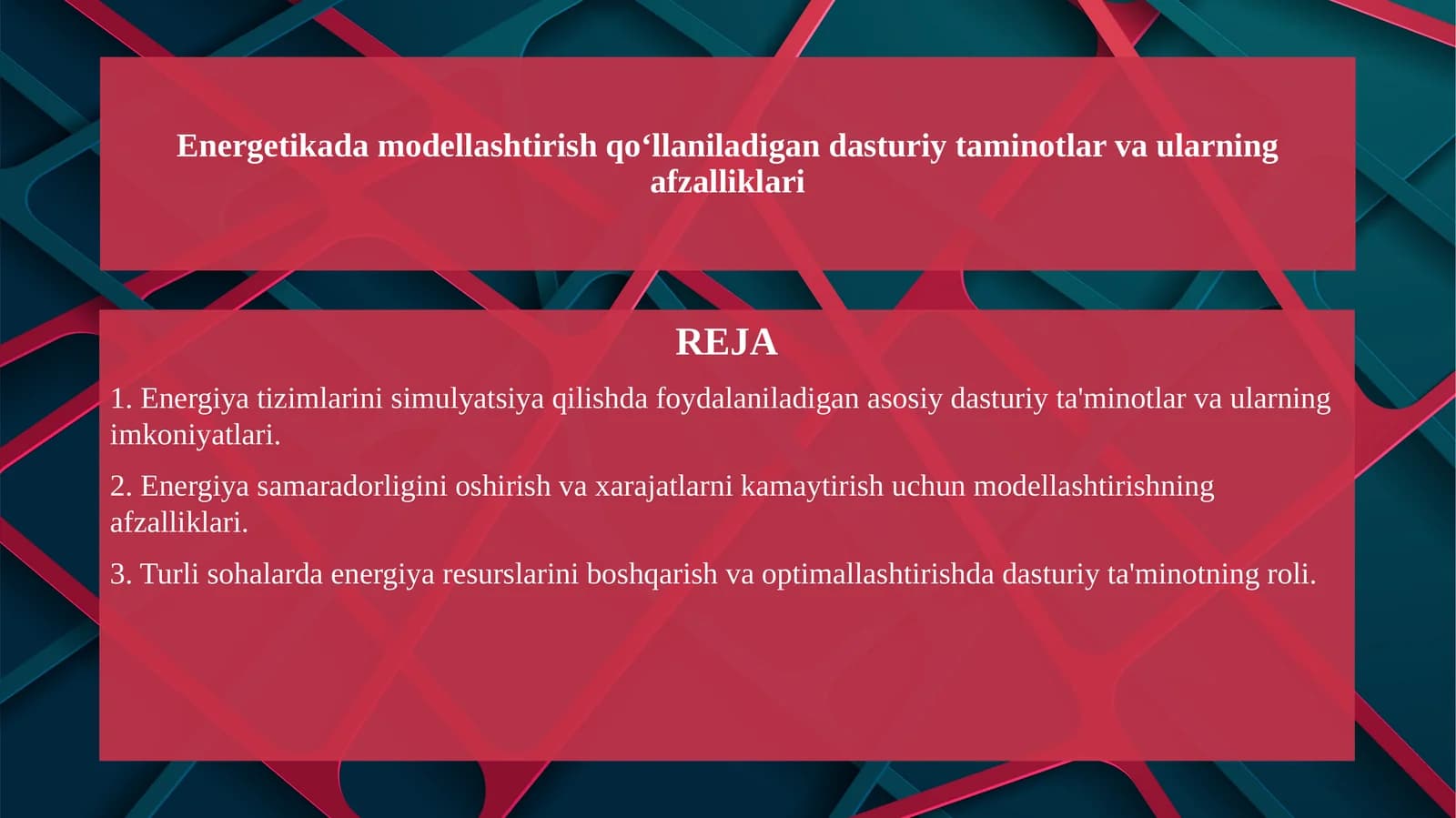 Energetikada modellashtirish qoʻllaniladigan dastu