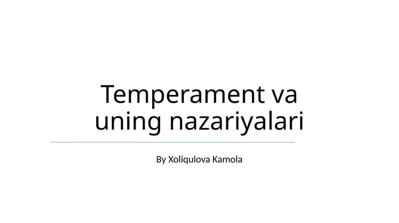 Temperament va uning nazariyalari