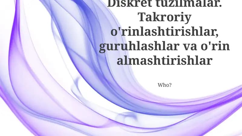 Permutatsiyalar, Tartiblar, Kombinatsiyalar