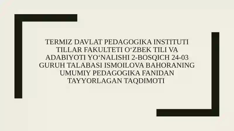 Ta’lim turlari va talimni tashkil etuvchi shakllar